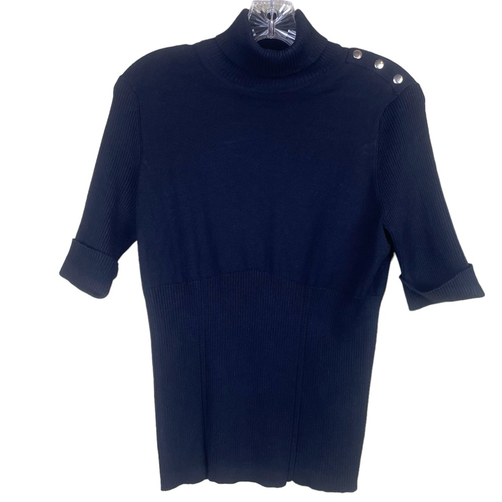 Oliva & Martin Ribbed Lightweight Sweater 3 Gold Button On Shoulder Size PM
